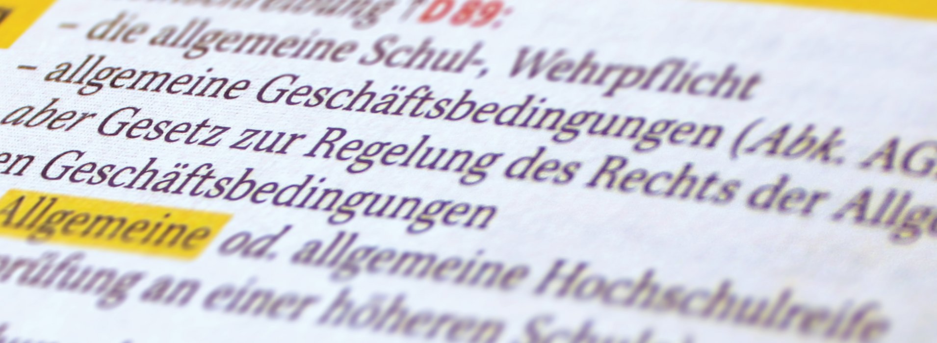 Zoom auf den Eintrag zu den allgemeinen Geschäftsbedingungen im Duden